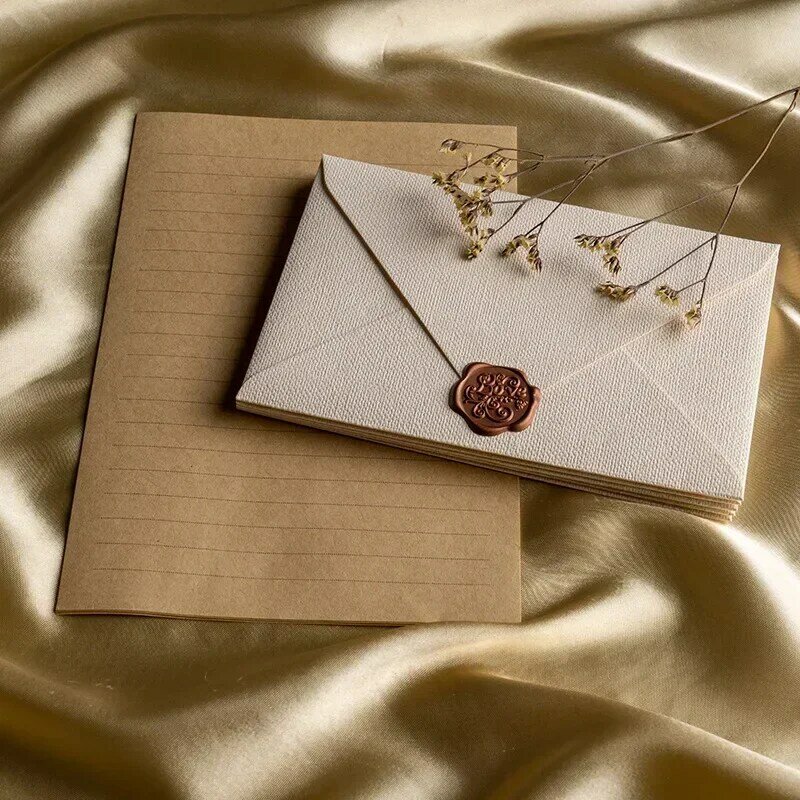 DIY Handmade Gift Packaging Bag, Envelopes de janela para cartas, Tampa do cartão do convite do casamento, papelaria Envelope de dinheiro, 10pcs