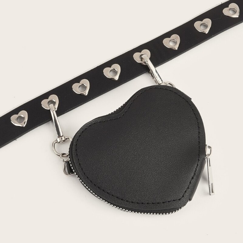 Casual Pin Buckle Belt Bag for Women Cool Subculture Love Waist Belt with Rivet Studded Teens Girls Waist Belt Accessory