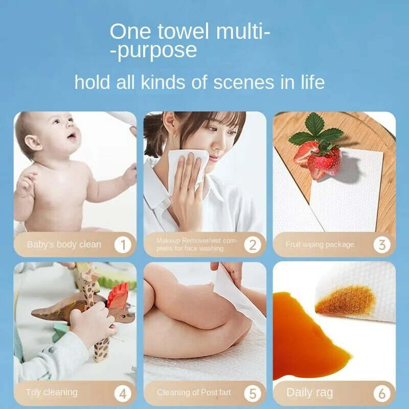 Baby Cotton Soft Towel, Weave liso, Face Wash Towel, Seco e molhado, Dual-Use, pode limpar as nádegas, 80 descartáveis