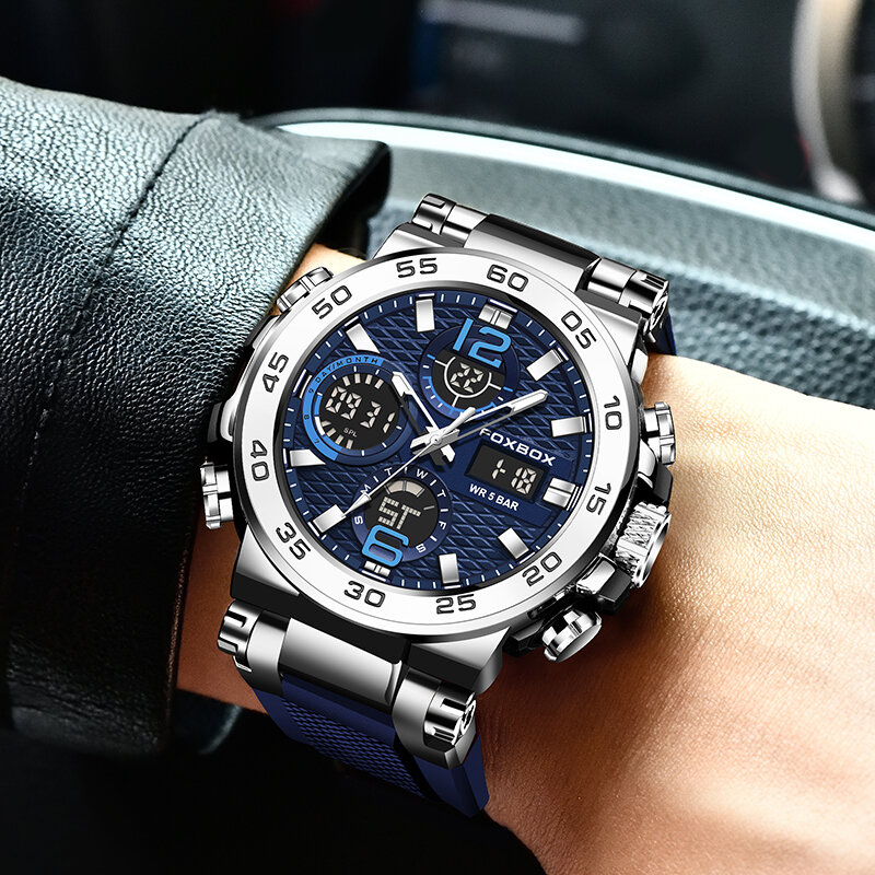 LIGE Luxury LCD Display orologi da polso da uomo orologio sportivo luminoso da uomo orologio da uomo al quarzo militare impermeabile Relogio Masculino 2023