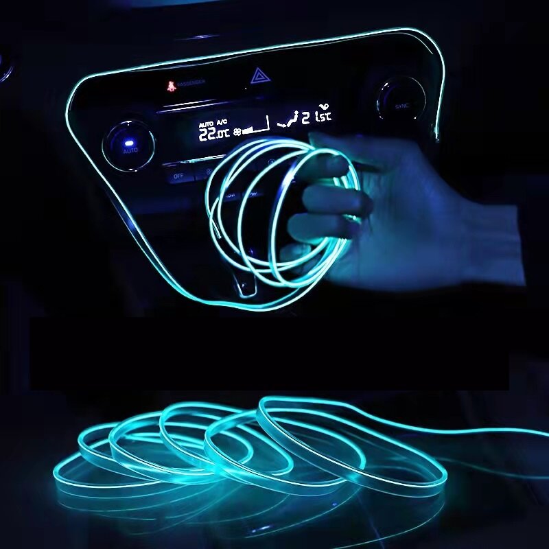 10M/1M/3M/5M Neon LED Car Interior Lighting Strips Auto LED Strip Garland EL Kawat Tali Dekorasi Mobil Lampu Tabung Fleksibel