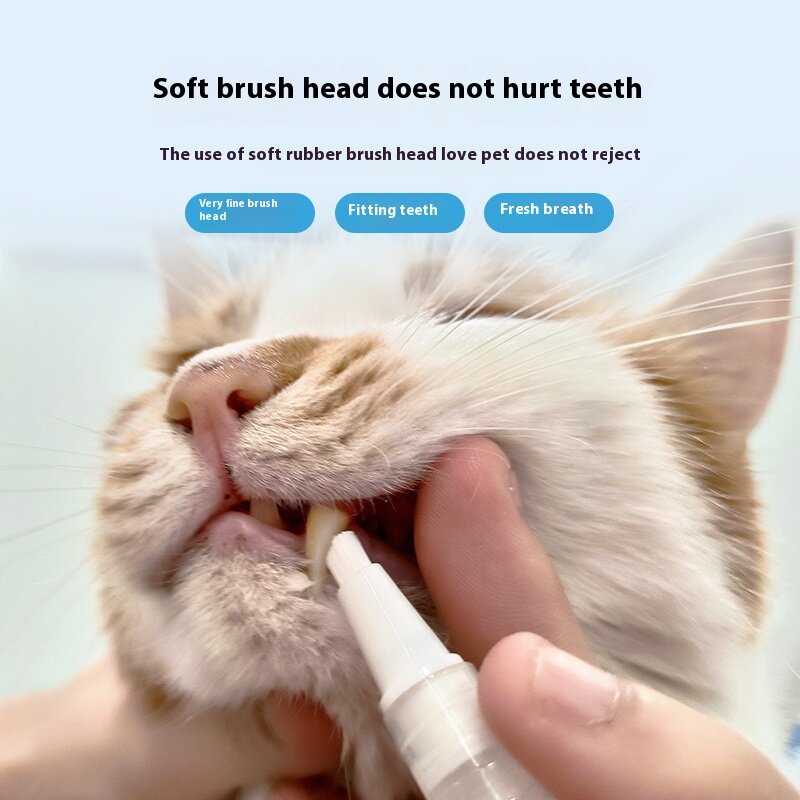 Pet Toothbrush Paste Pen, Dentes Limpos, Respiração Fresca, Um Fácil de Usar, Escova De Dentes De Gato, Escova De Dentes Acessórios