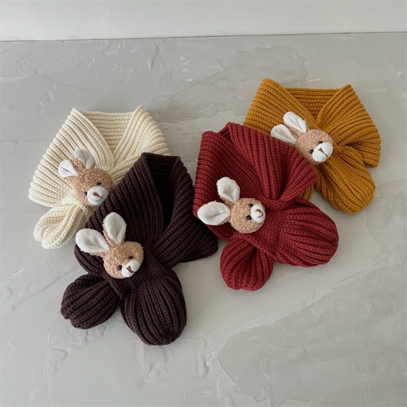 Respirável Warm Woolen Yarn Knit Scarf, Cross Neck Wool, Soft e Skin Friendly, Windproof Lenços para bebê Kids and Children