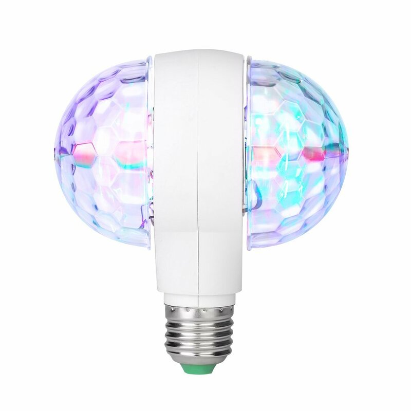 Lâmpada bulbo LED giratória com cabeça dupla, palco mágico, lâmpada de discoteca, E27, 6W, de duas cabeças, KTV, discoteca, bar, DJ, salão de baile, clube doméstico