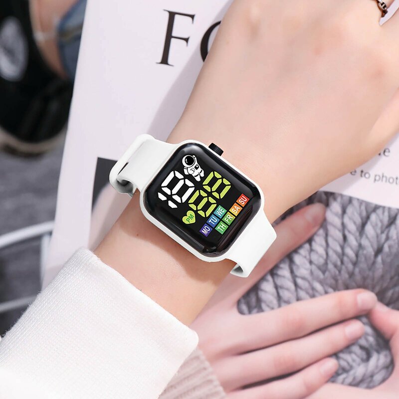 학생용 디지털 디스플레이 사각 팔찌 시계, 다기능 실리콘 스포츠 시계, 학생용 전자 시계, 신제품