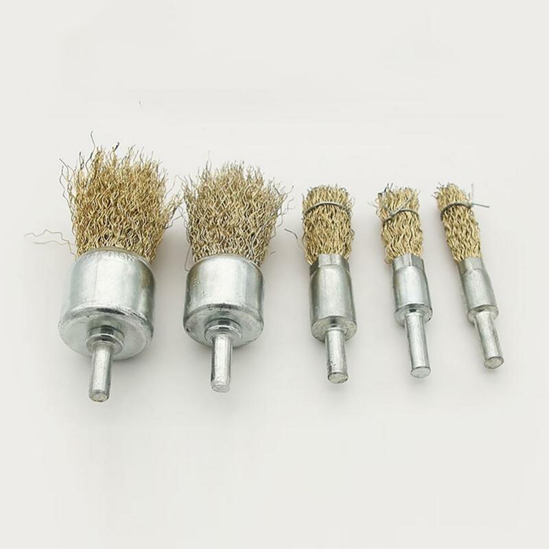 Wire Brush Steel Wire Brush Brass Plated Wheels Brushes Rod Rust Removal Polishing Wheel Copper-plated Steel Wire Brush Tool