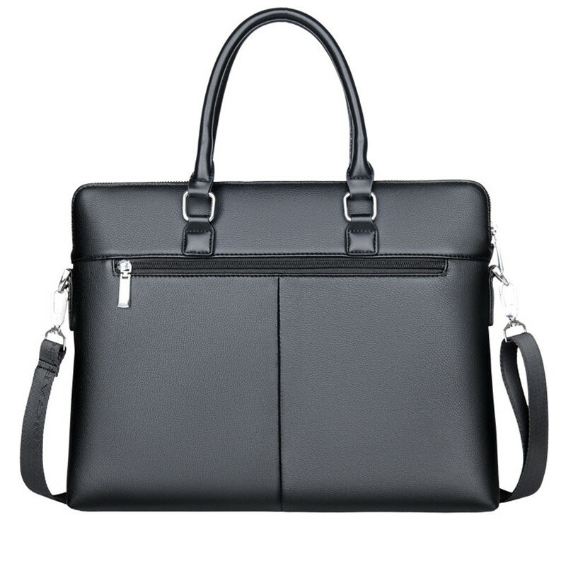 Vintage Leather Briefcases Men Business Handbag Horizontal Shoulder Messenger Bag Office 14" inches Male Laptop Bag