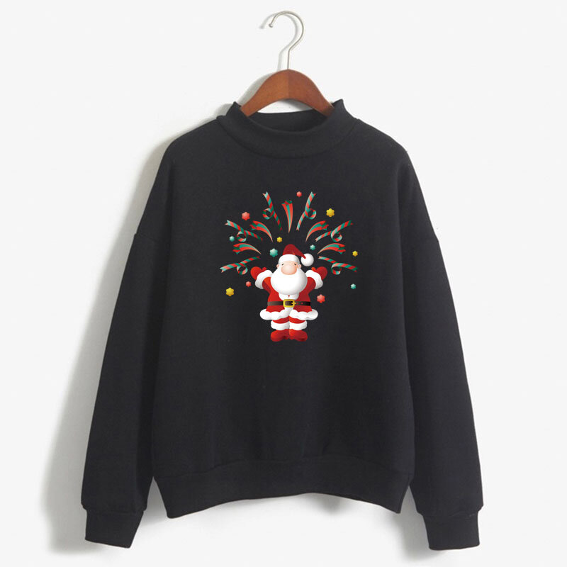 Женская рождественская Толстовка с принтом Санта-Клауса, милый корейский вязаный пуловер с круглым вырезом, плотная осенне-зимняя женская одежда карамельных цветов