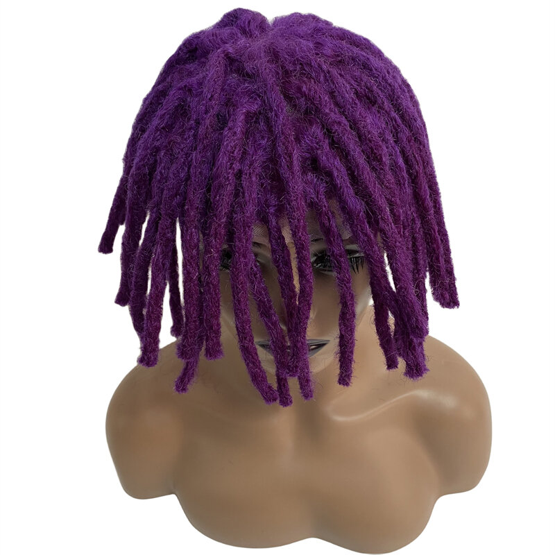 8 inches European Virgin Replacement Purple Dreadlocks Male Hair Toupee 8x10 Full Lace Unit for Men