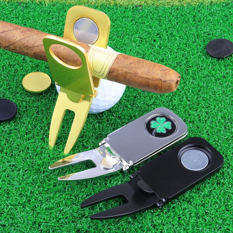 Divot-rotulador de bola de horquilla verde, herramienta multiusos de aleación de Zinc para Golf, limpiador de ranuras