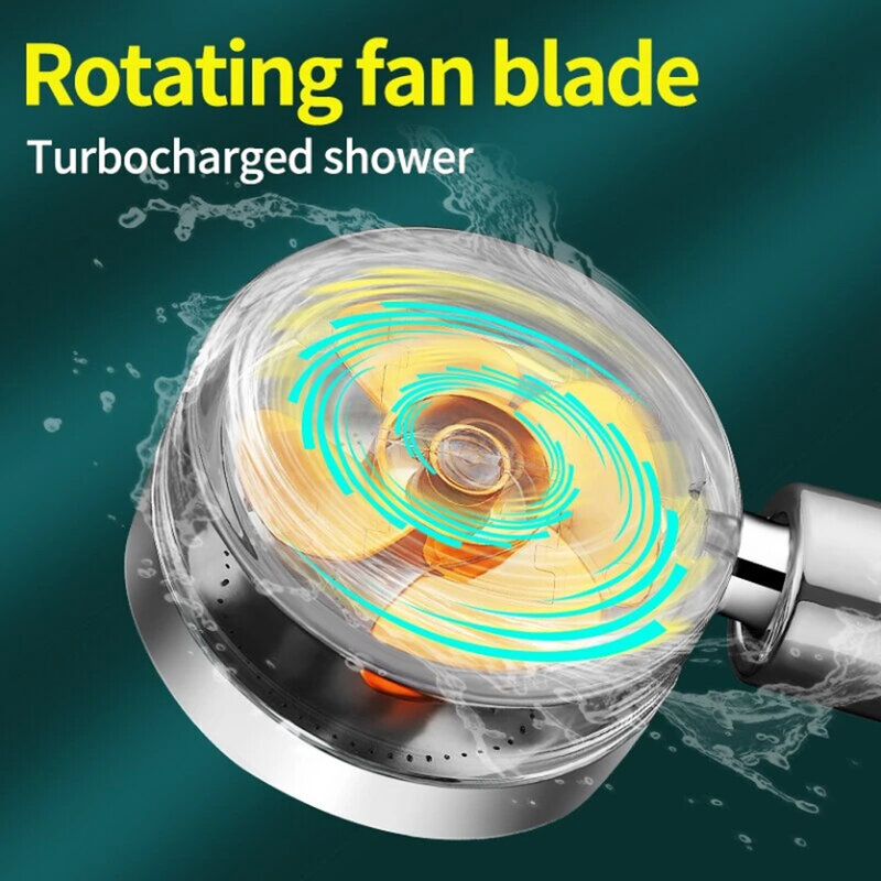 Cabezal de ducha de hélice de alta presión, ahorro de agua, ducha Turbo supercargada con filtro de ventilador, baño de lluvia, cabezal de ducha de mano