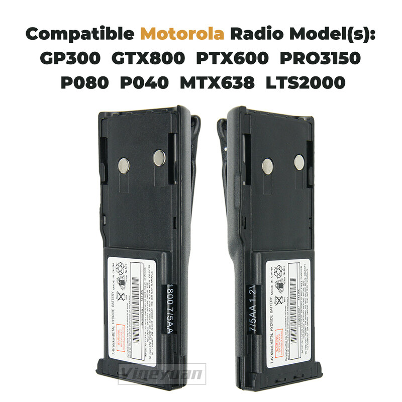 Batterie Radio Bidirectionnelle pour Motorola, HNN9628A, NI-laissée, GP300, GTX800, PTXfemale, PRO3150, P040, LTS2000, GP88S, GP88, CP250
