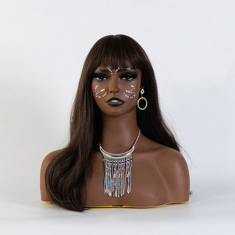Cabeza de maniquí femenino Afro con exhibición de hombro, muñeca para busto de pelucas, sombreros, exhibición de Accesorios de belleza