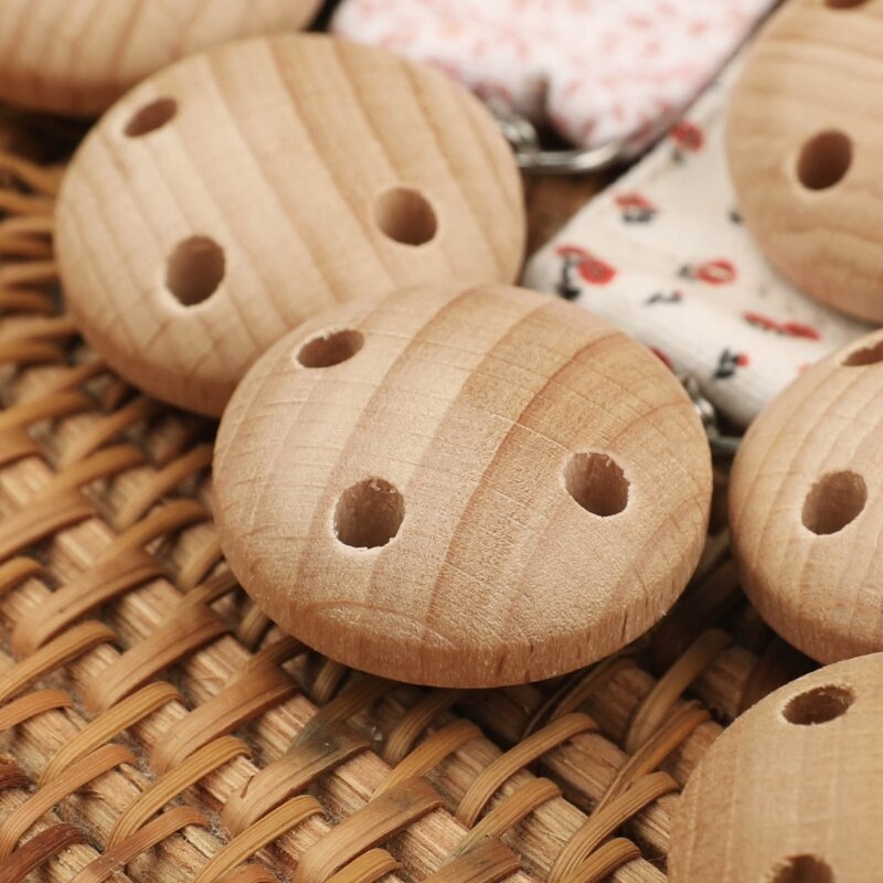Holz-Clip-Kette für Baby-Schnuller, Beißring, verziert mit Blumenmotiven