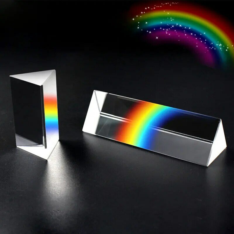 Prisma Triangular para Física Fotográfica, Crystal Rainbow Light, Experimento Fotográfico, Natural Prism, Jardim de Infância