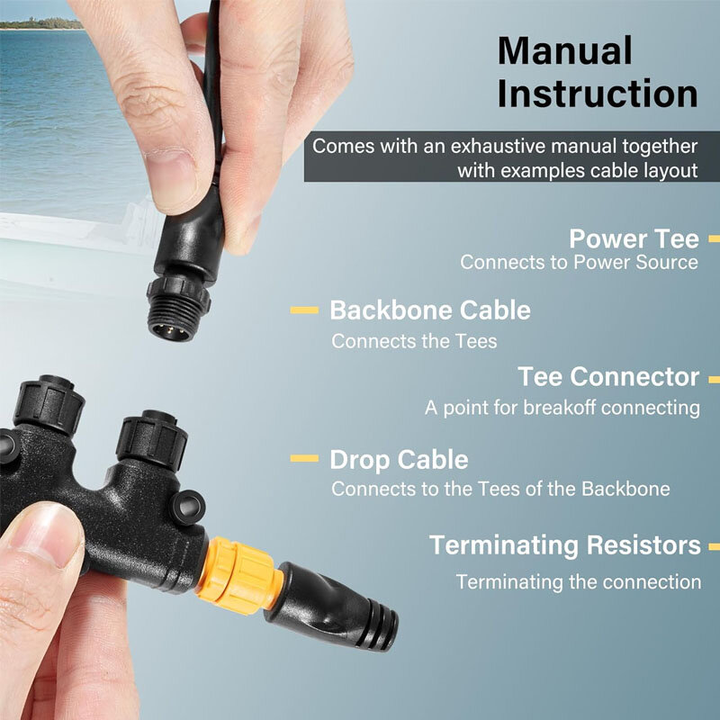 Nmea Netzwerk-Starter-Kit Backbone-Kabel Drop-Kabel Tees Terminators-Kits ersetzen für ancor Marine-Produkte