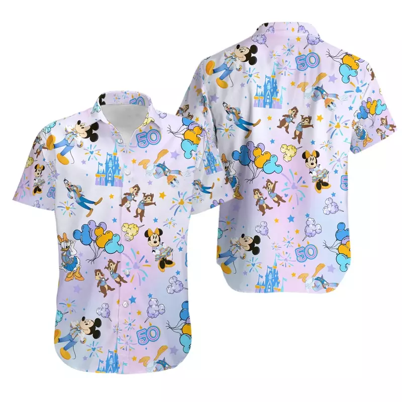 Magiczna 50. Rocznica koszula hawajska Disney magiczny zamek koszula hawajska mężczyzn kobiet koszule z krótkim rękawem koszula hawajska miki