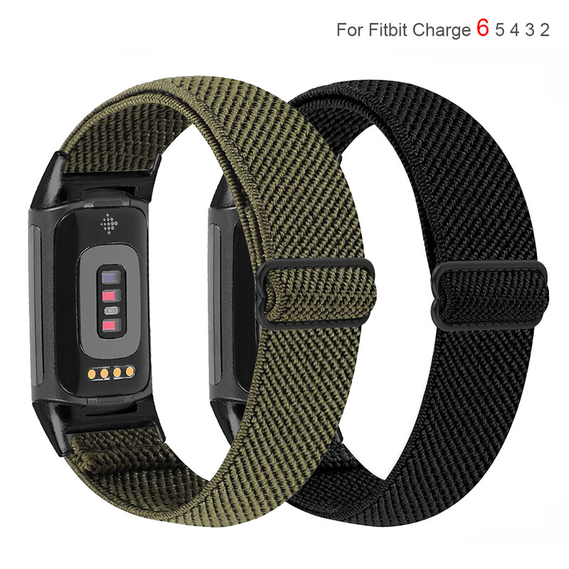 Elastic Nylon Band For Fitbit Charge 6 5 4 3 3 se Women Men Braided  Sports Watch Strap Loop For Fitbit Charge 2