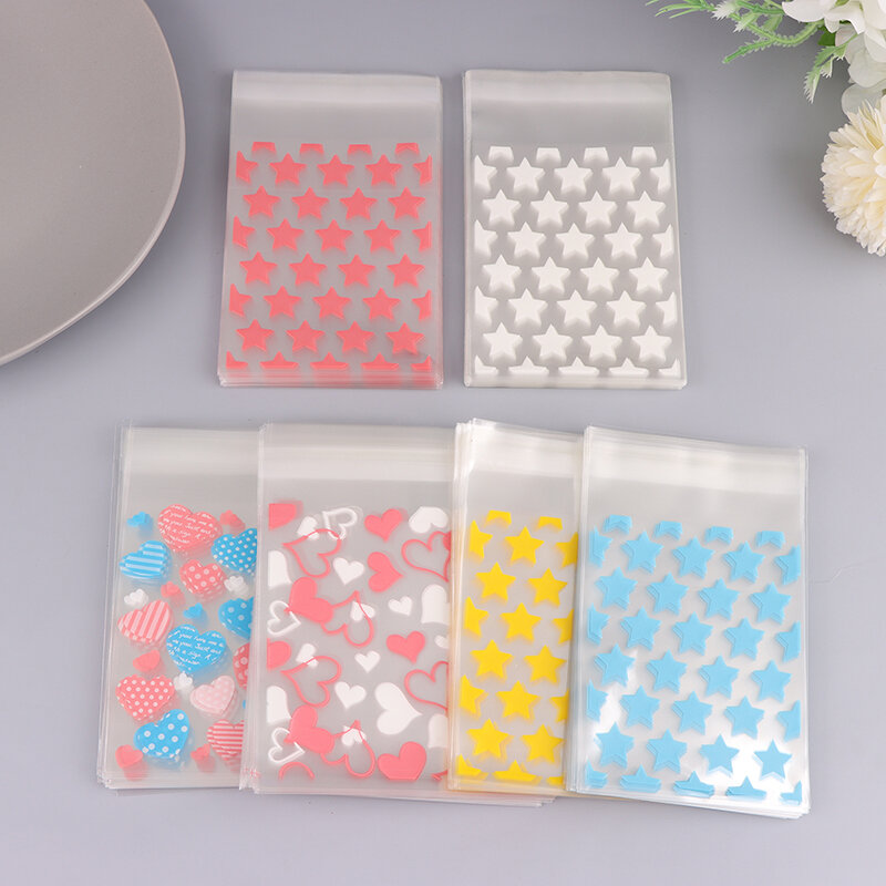50Pcs Transparent Plastic Star Jewelry Self-adhesive Bag Candy Card Holder Photo Animation Storage Gift Package Bags