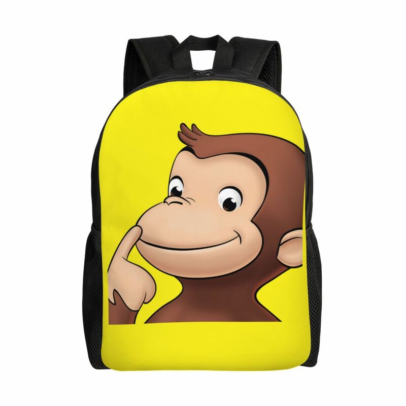 Curious George Is All Coussins Sacs à dos pour femmes et hommes, School imprimés Students Bookbag, Convient pour ordinateur portable de 16 pouces, Monkey TV Series Bags
