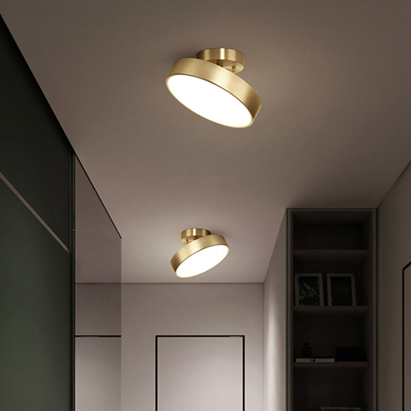 Luces de techo LED modernas, accesorios de decoración del hogar nórdico para dormitorio, sala de estar, comedor, pasillo, lámparas redondas de cobre