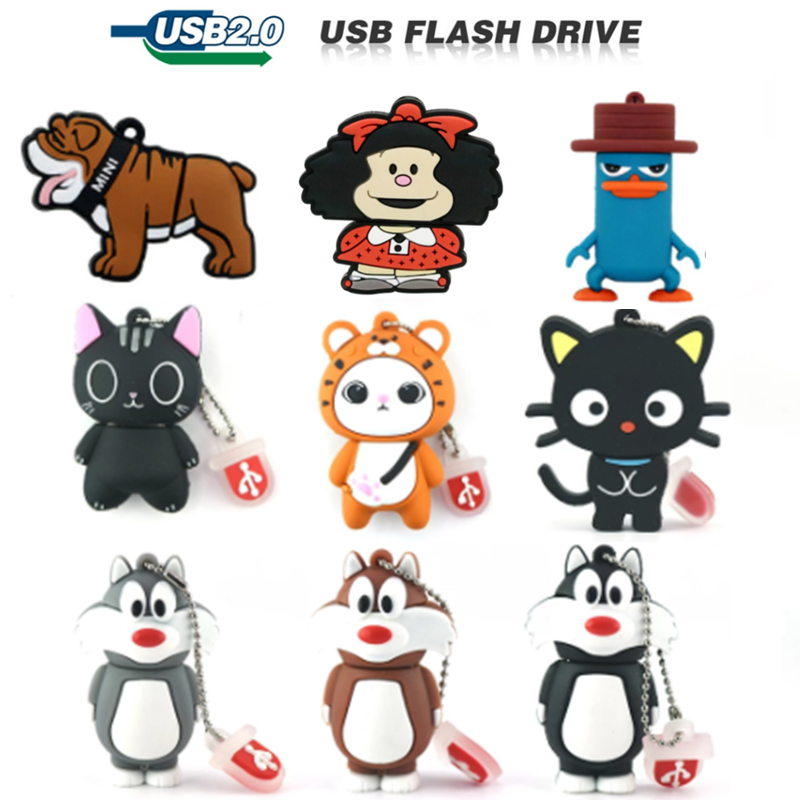 Unidad flash usb de dibujos animados, pendrive de 32GB, 4GB, 8GB, disco U, 16G, animal, Gato Negro, 64G, 128G, 256G, regalo creativo