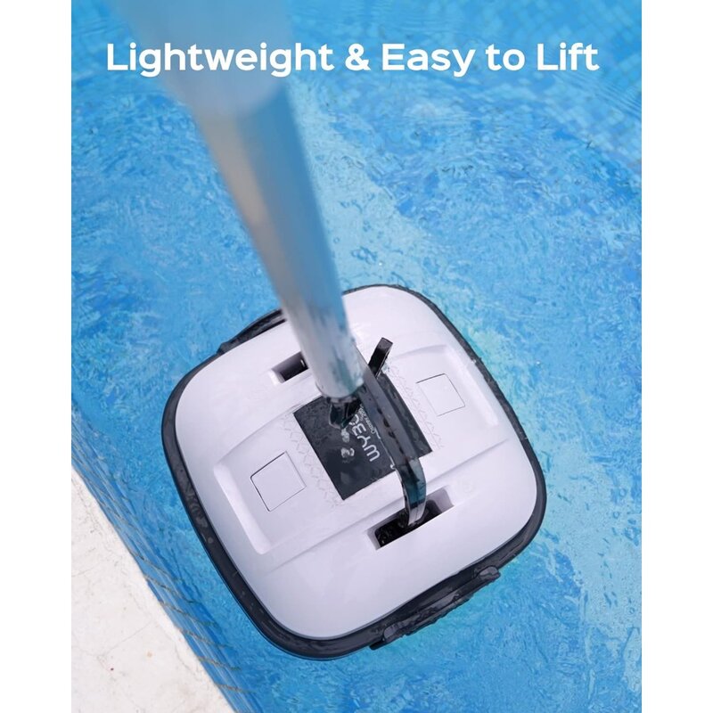 Aspiradora de piscina inalámbrica, 200Max, con batería actualizada de hasta 100 minutos de duración, Ideal para piscinas de fondo plano, hasta 861 pies cuadrados, blanco