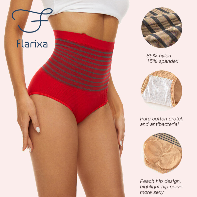 Flarixa cintura alta sem costura calcinha feminina algodão cuecas plus size corpo esculpir calcinha menstrual hip lift emagrecimento roupa interior