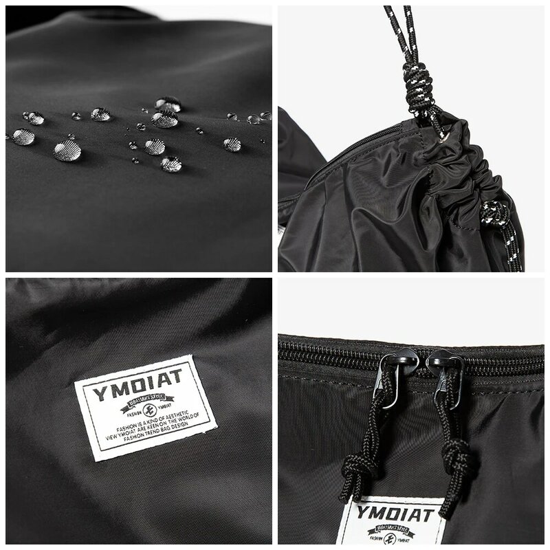 New Style Drawstring Decorative Waterproof Casual Crossbody Bag Multifunctional 0.35kg Weight Unisex Zipper Simple Shoulder Bag
