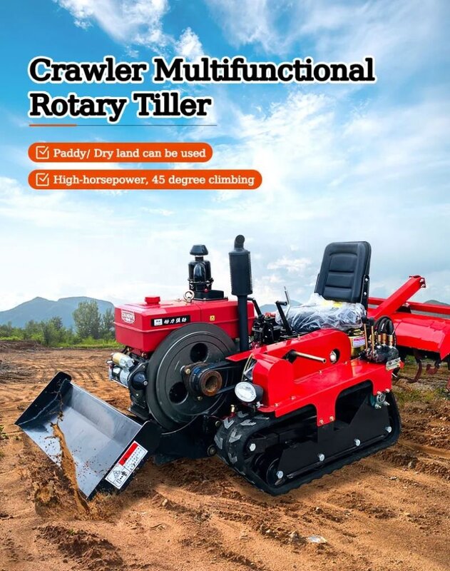 Hot Sale 25Hp35hp Diesel Agricultural Orchard Multi-Functional Rotary Riding Crawler Cultivator Micro Tiller Tractor