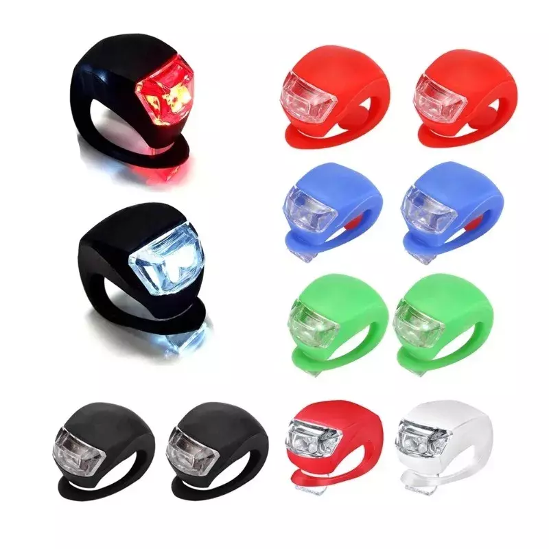 1pc LED Silicone Bicycle Front Rear Light Set 3 Modes Waterproof MTB Mountain Road Bike Cycling Headlight Tail Warning Lamp