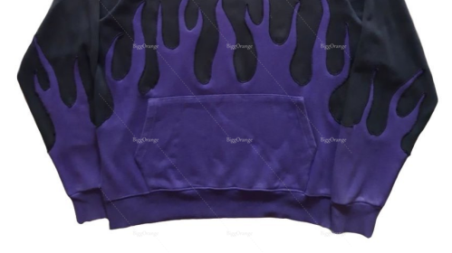 New purple flame print sweater hoodie large area printing personality trend sweater hoodie 2022
