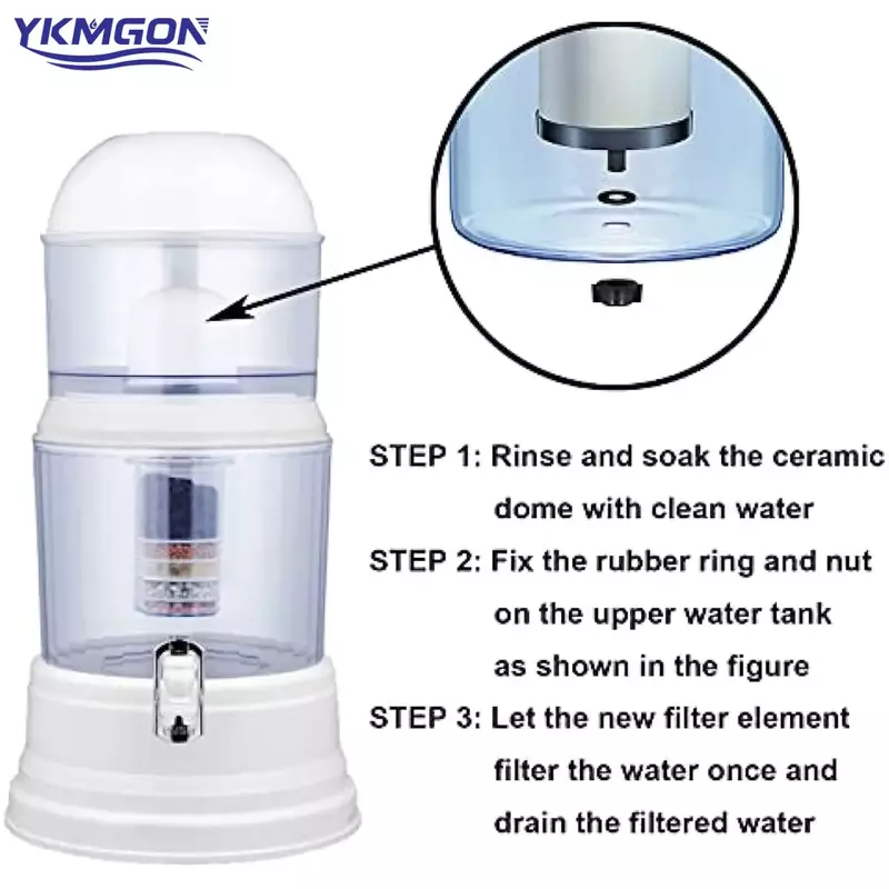 Filtro di ricambio per filtro dell'acqua a cupola in ceramica YKMGON da 0.15 a 0.5 Micron sistema di filtrazione della benna dell'acqua per uso domestico brocca d'acqua