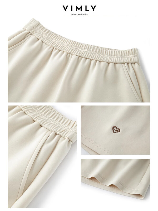 Vimly Summer Short Set Women 2-częściowy strój 2024 Nowy dopasowany zestaw z krótkim rękawem Casual T-shirt Elastyczna talia Krótkie spodnie M6967