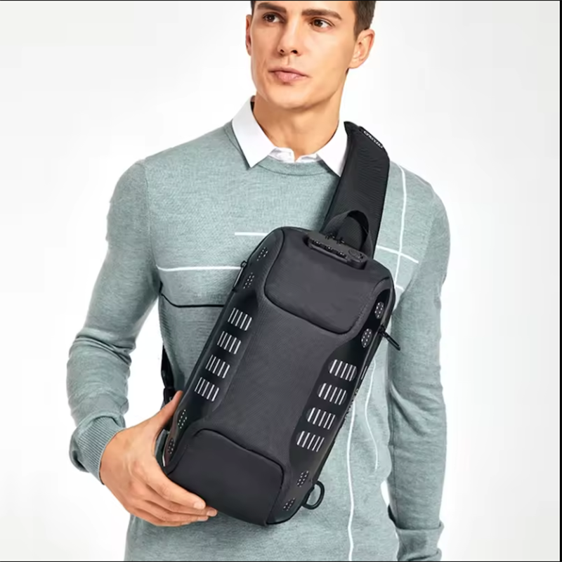 OZUKO New Fashion Waterproof Sling Bag For Men's Business Commuting Chest Bag Outdoor Sports Men's Crossbody Chest Bag