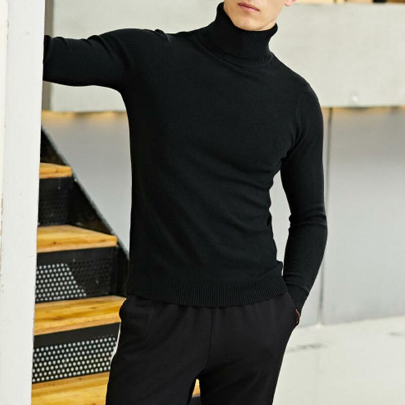 피부 친화적 남성 겨울 스웨터, 탄성 열 세련된 아늑한 순수한 컬러 남성 스웨터