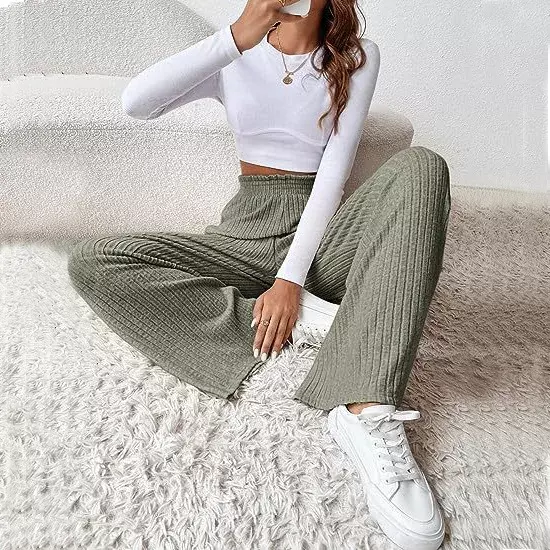2023 Autumn and Winter New Women's Pants Milled Casual Loose Fashion Wide-legged Pants Elastic Waist Ladies Pants All-match
