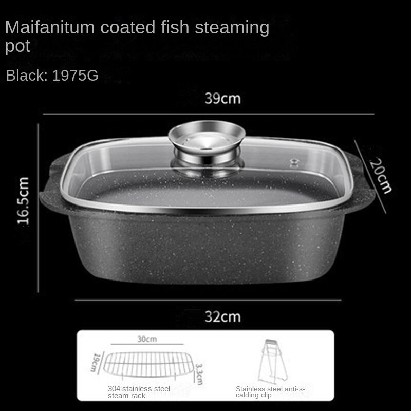 Baked Shabu One-pot Elliptical Steamer Large Cooking Stew Gas Stove Electric Oven Grilled Fish Pot