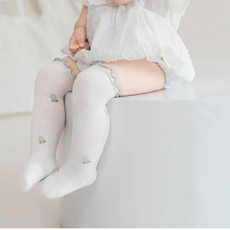Milancel-韓国風の新生児用ニーコットンストッキング、ロングチューブソックス、美しいベビーソックス、薄いストッキング
