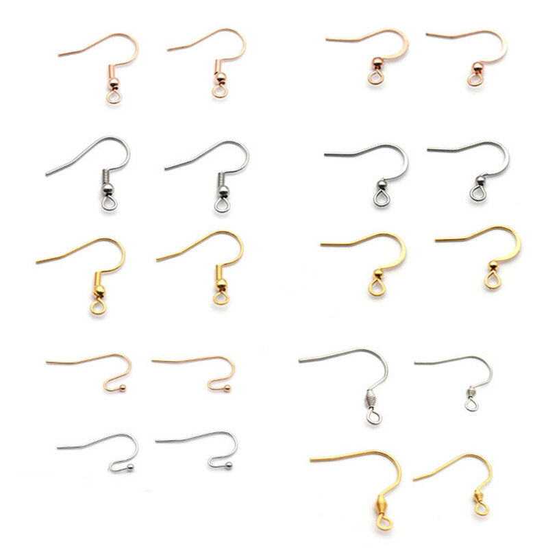 50 buah anting-anting Earwire baja tahan karat dasar kait untuk anting-anting telinga pembuatan perhiasan DIY temuan aksesoris perlengkapan grosir