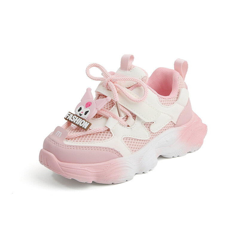 Dziewczęce buty sportowe 2024 wiosenne jesienne dziecięce trampki powierzchnia siatkowa oddychające buty dla małych dziewczynek buty do biegania dla dużych dzieci