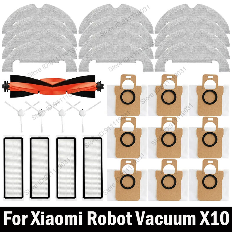 For Xiaomi Robot Vacuum X10 Robot Vacuum Cleaner Parts Replacement Main Side Brush Hepa Filter Mop Cloth Dust Bag Accessories