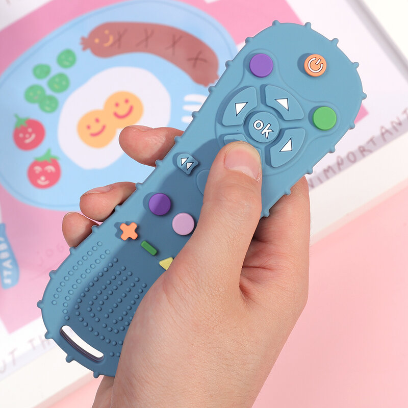 Nowość silikonowa symulacja pilot do telewizora kontroli kształtu kojąca zabawka żywność dla niemowląt klasy Teaser kij dziecięcy zabawki edukacyjne sensoryczny