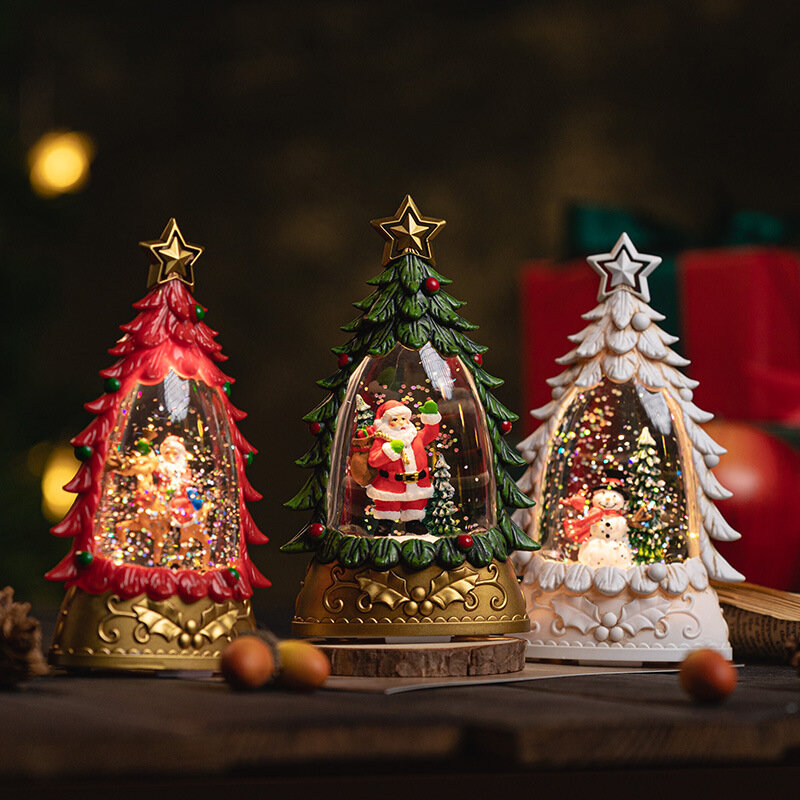 Lámparas de viento de lentejuelas rellenas de agua de Navidad, decoración de Feliz Navidad, adornos de Navidad para el hogar, regalo de Papá Noel, lámpara de característica de agua
