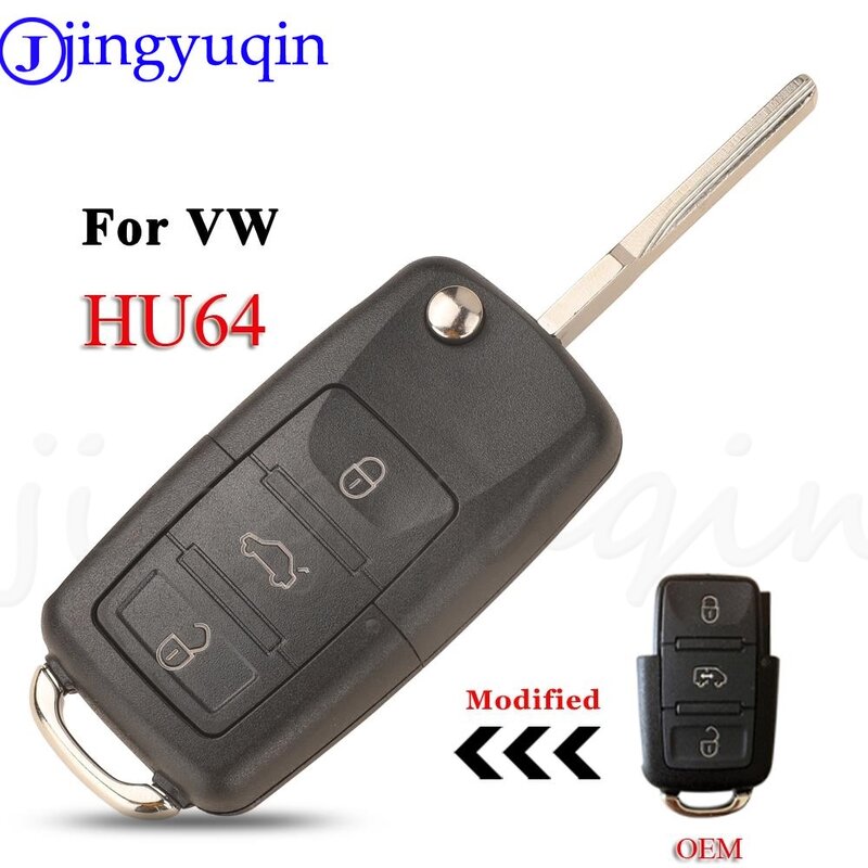 Jingyuqin 플립 원격 자동차 키 쉘 케이스, VW CRAFTER 2006-2011 HU64 블레이드, 키 커버 교체, 3 버튼 수정, 2E0959753A