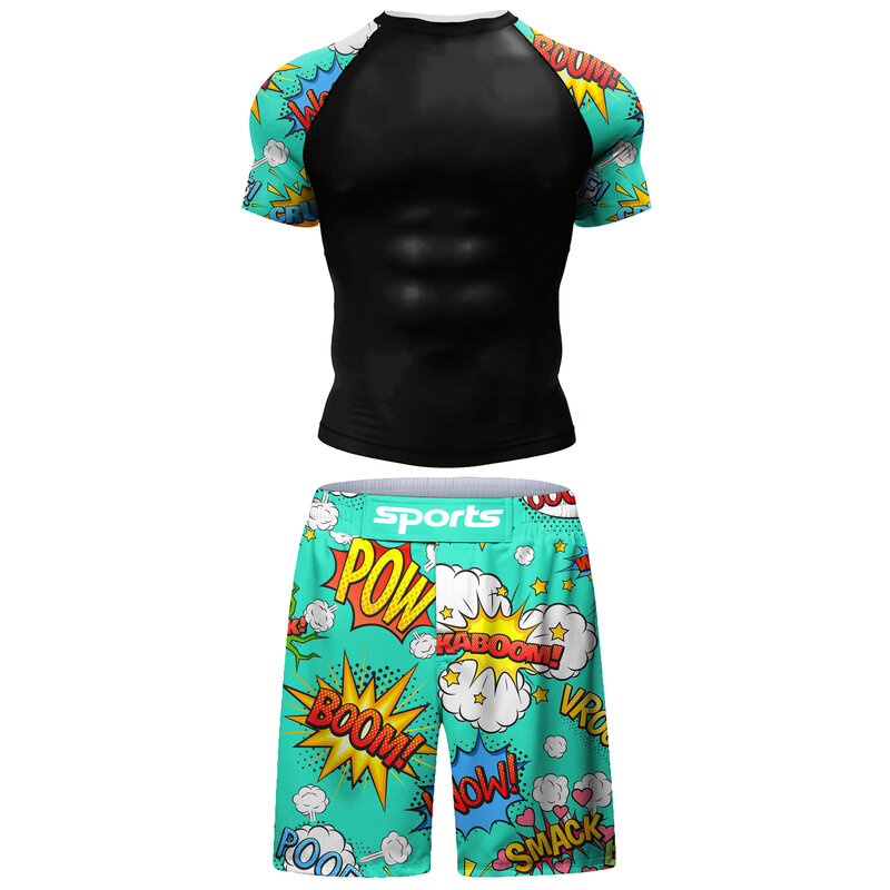 Мужские тренировочные шорты MMA BJJ с принтом, спортивные шорты для тренировок в стиле муай-тай, боксерская одежда 2 в 1 с защитой от УФ-лучей
