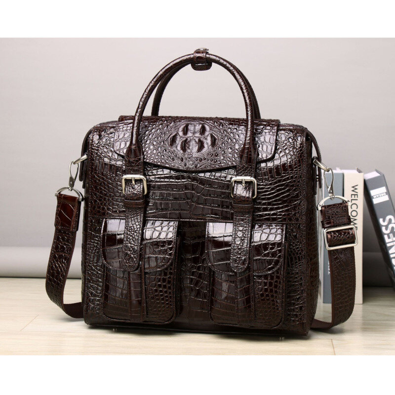 Высококачественный мужской роскошный портфель через плечо из натуральной кожи, деловая сумка-мессенджер на одно плечо, вместительная сумка для ноутбука
