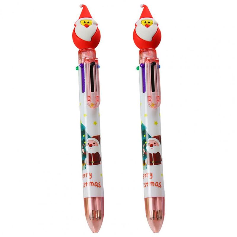 クリスマスボールペン,クリエイティブな文房具セット,パーティーデザイン,滑らかな書き込み,耐摩耗性,6色,2個