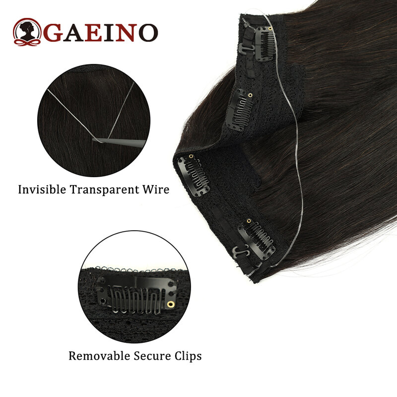 Женские невидимые волосы для наращивания Gaeino, накладные человеческие волосы из проволоки с невидимой леской, 14-28 дюймов