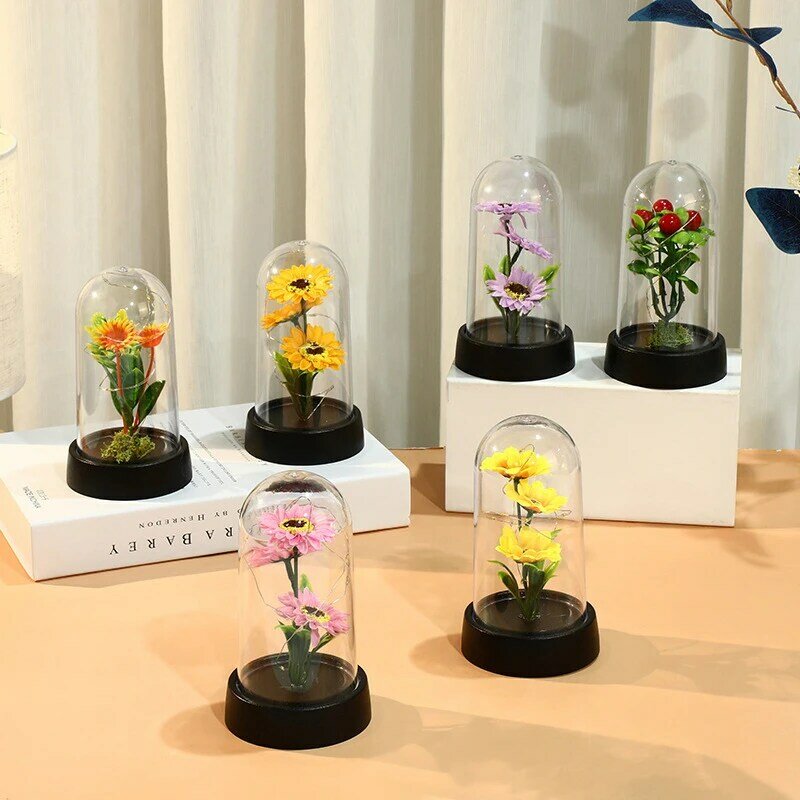 زهور اصطناعية مضيئة ليد ، ديكور ليلي ، زخارف سطح المكتب ، وردة أبدية ، زهرة فويل ، ديكور زفاف ، هدايا
